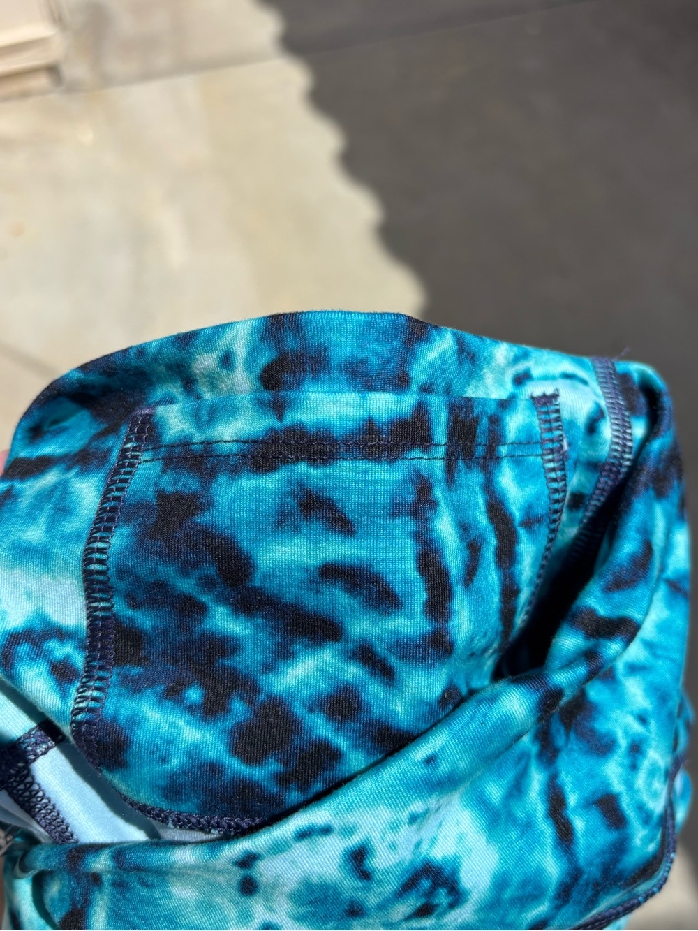 Fabletics Teal Tie-Dye High-Waisted Capri Leggings - Picture 3 of 3